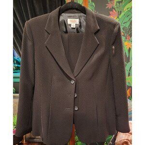 VINTAGE Talbots Petite Black Pin-Dot Blazer & Pants Suit Size 12 Made In Japan